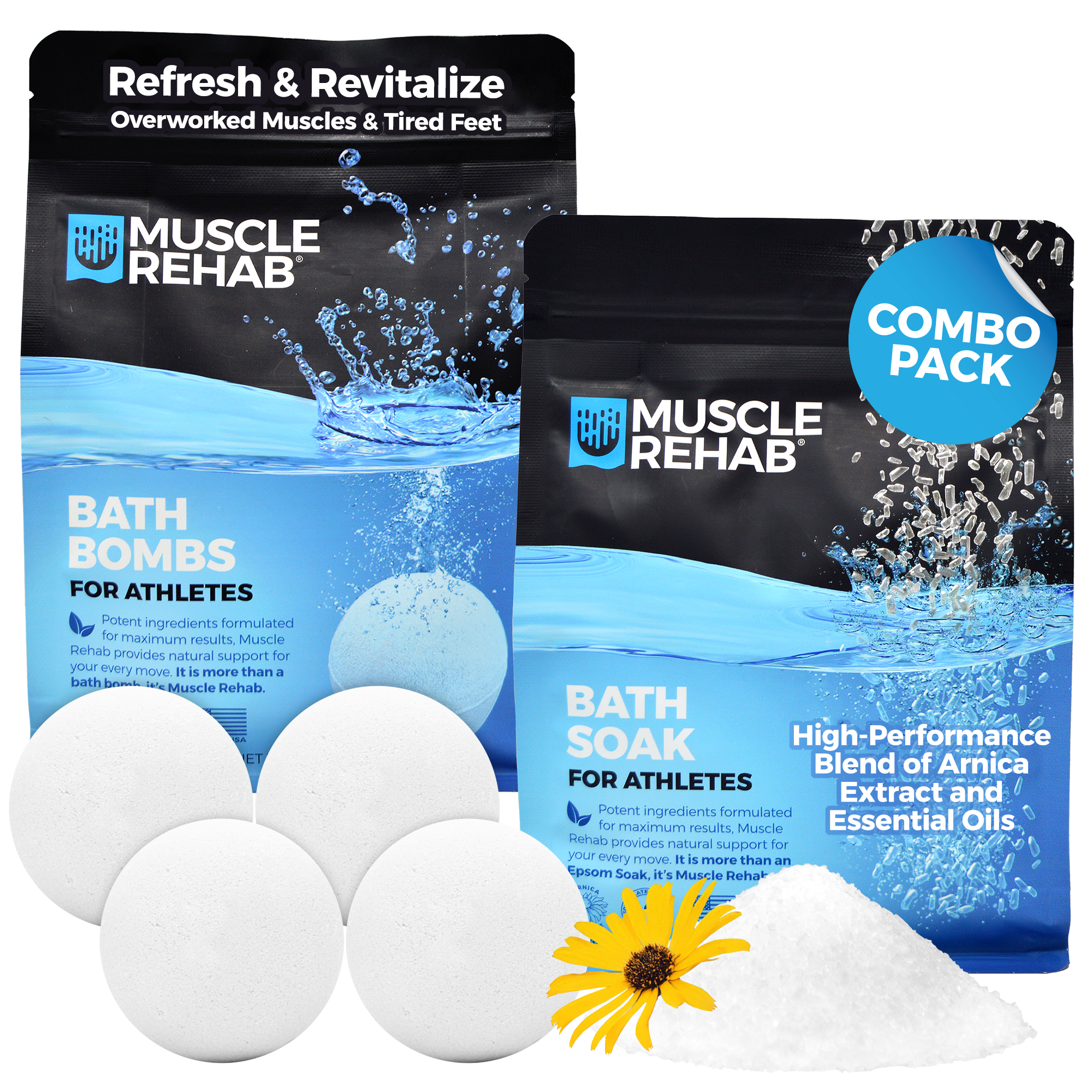 Bath Bombs and Bath Soak for Athletes - Combo Pack