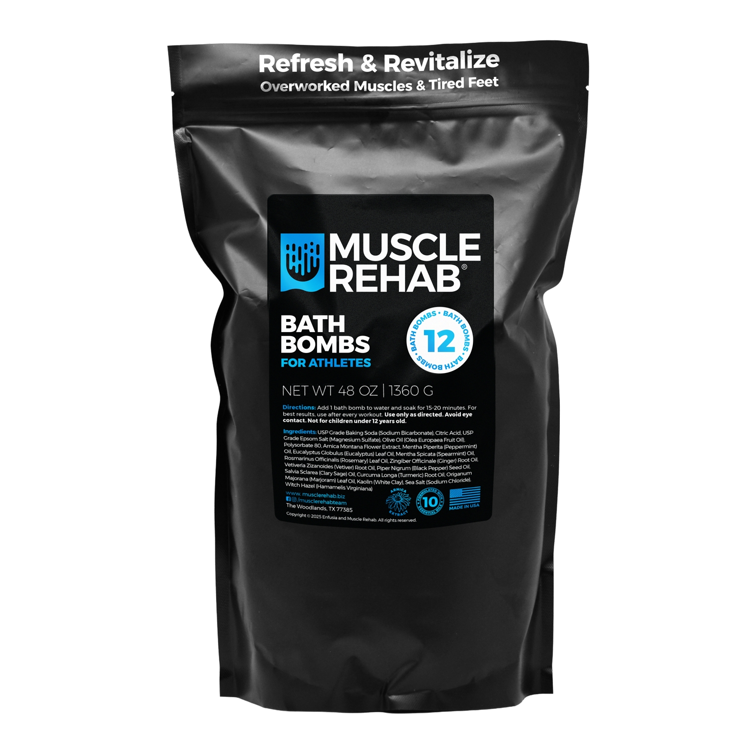 Epsom Salt & Arnica Bath Bombs for Athletes | 12 Bath Bomb Pack
